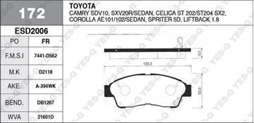 FREN BALATASI ÖN DİSK - COROLLA ENJ. 95-02 / CORONA 92-97 / RAV4 97-00 resimleri